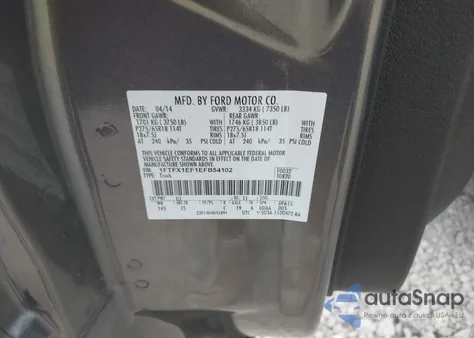 2014 Ford F-150 Stx из США, поврежденный, VIN 1FTFX1EF1EFB54102